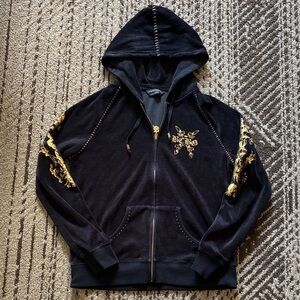 BCBGMaxAzria Vintage Y2K Black and Gold Hoodie- Size L